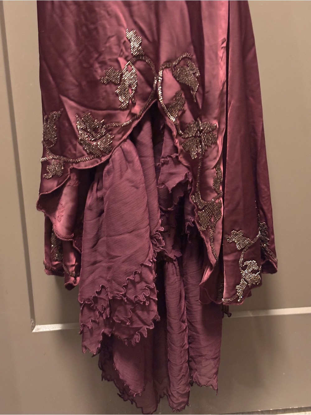 House of CB Anastelle plum hand beaded embellished satin Maxi Dress - Picture 7 of 8